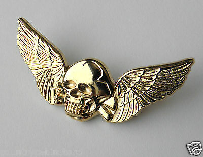 Skull and Cross Bones Dagger Wings Biker Lapel or Hat Pin 1.1 x 3/4 inch 