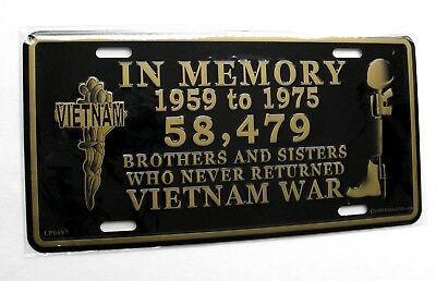 Vietnam Veteran Gold Wreath Band Embossed Metal License Plate Auto 6 x 12 inches 